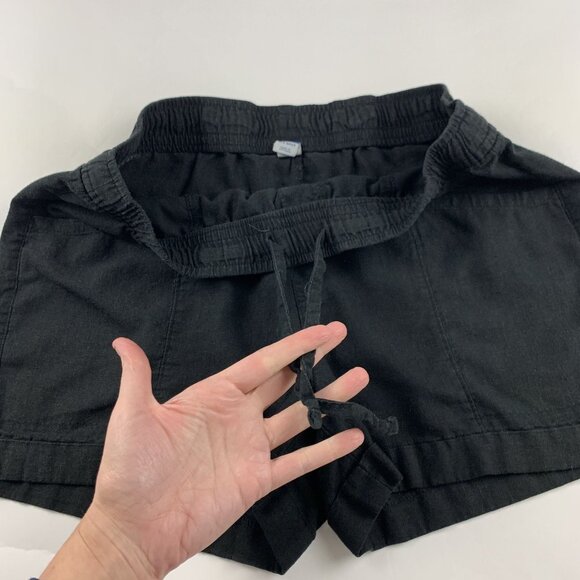Old Navy Black Linen Blend High Rise Pull On Shorts M - Picture 2 of 5